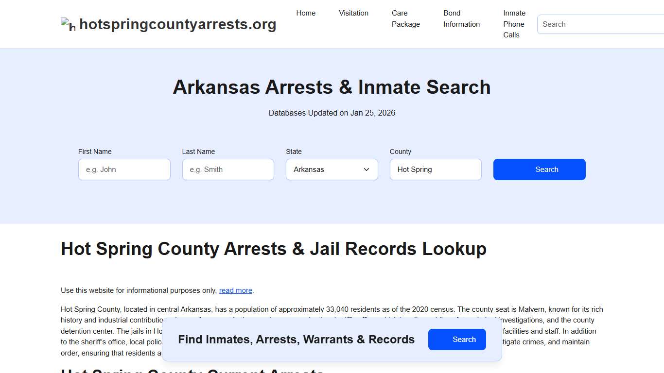 Hot Spring County, AR Arrests, Warrants, Police Records Search